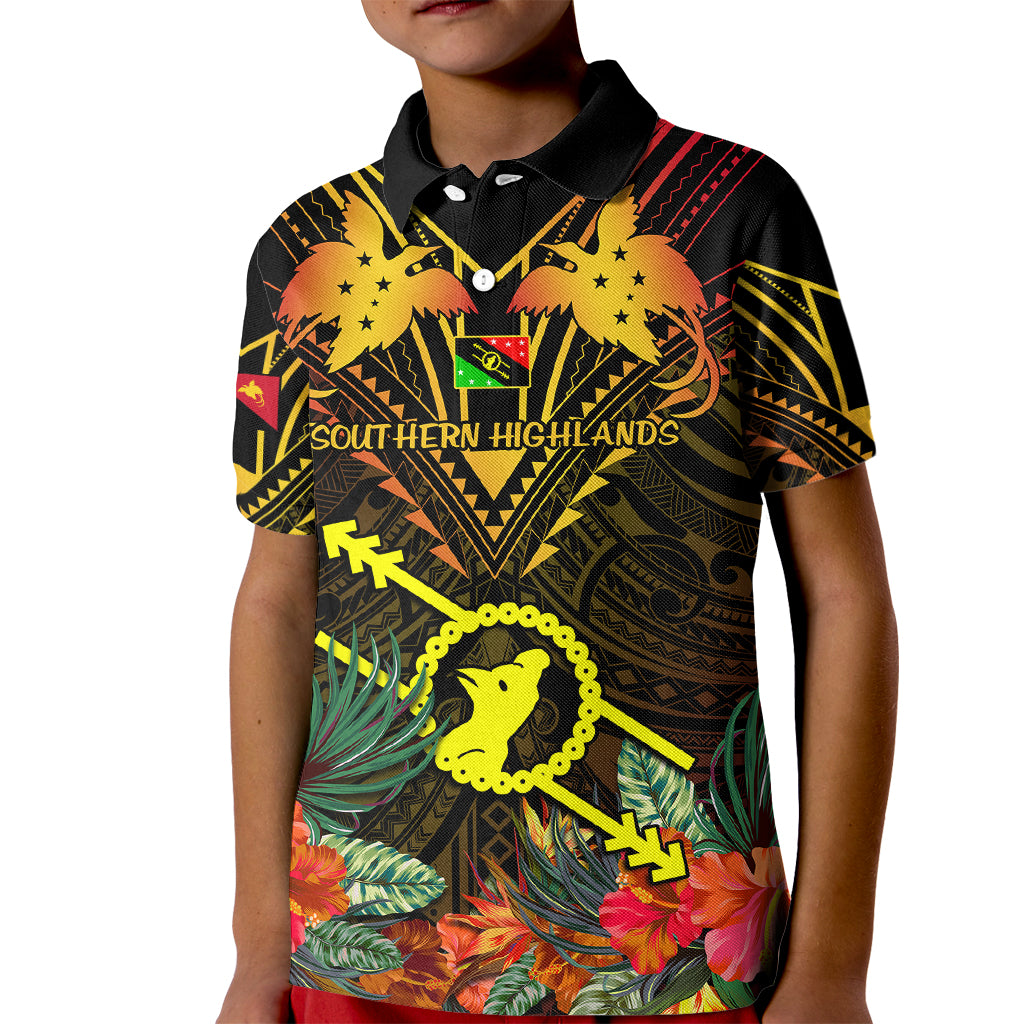 Papua New Guinea Southern Highlands Province Kid Polo Shirt Papua Niugini Coat Of Arms With Flag Style - Wonder Print Shop