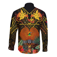 Papua New Guinea Southern Highlands Province Long Sleeve Button Shirt Papua Niugini Coat Of Arms With Flag Style - Wonder Print Shop