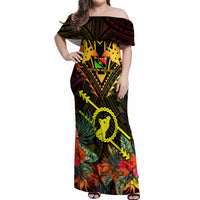 Papua New Guinea Southern Highlands Province Off Shoulder Maxi Dress Papua Niugini Coat Of Arms With Flag Style - Wonder Print Shop
