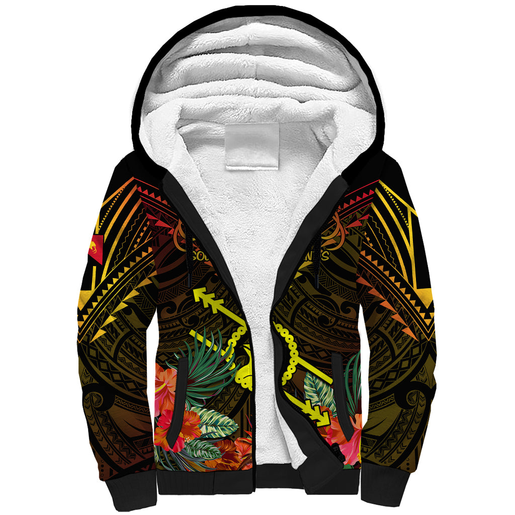 Papua New Guinea Southern Highlands Province Sherpa Hoodie Papua Niugini Coat Of Arms With Flag Style - Wonder Print Shop