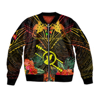 Papua New Guinea Southern Highlands Province Sleeve Zip Bomber Jacket Papua Niugini Coat Of Arms With Flag Style - Wonder Print Shop