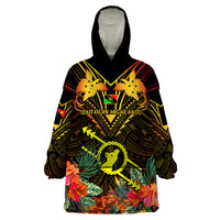 Papua New Guinea Southern Highlands Province Wearable Blanket Hoodie Papua Niugini Coat Of Arms With Flag Style - Wonder Print Shop