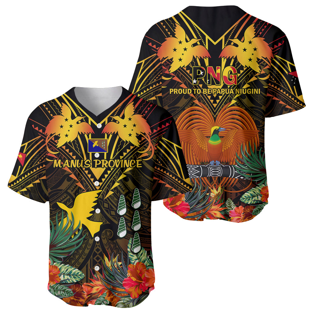 Papua New Guinea Manus Province Baseball Jersey Papua Niugini Coat Of Arms With Flag Style - Wonder Print Shop