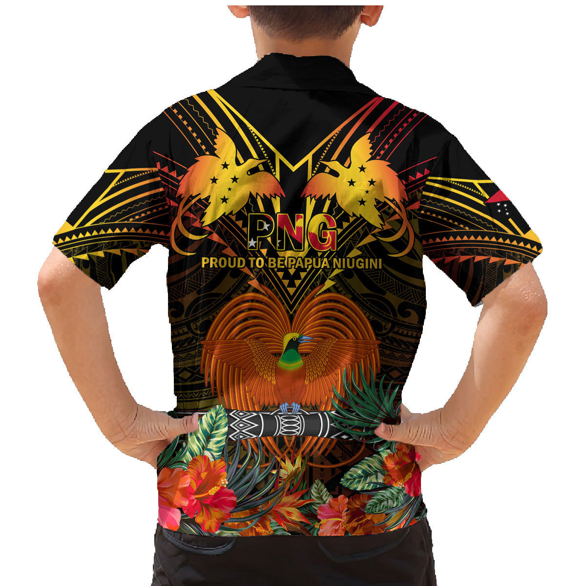 Papua New Guinea Manus Province Family Matching Mermaid Dress and Hawaiian Shirt Papua Niugini Coat Of Arms With Flag Style - Wonder Print Shop