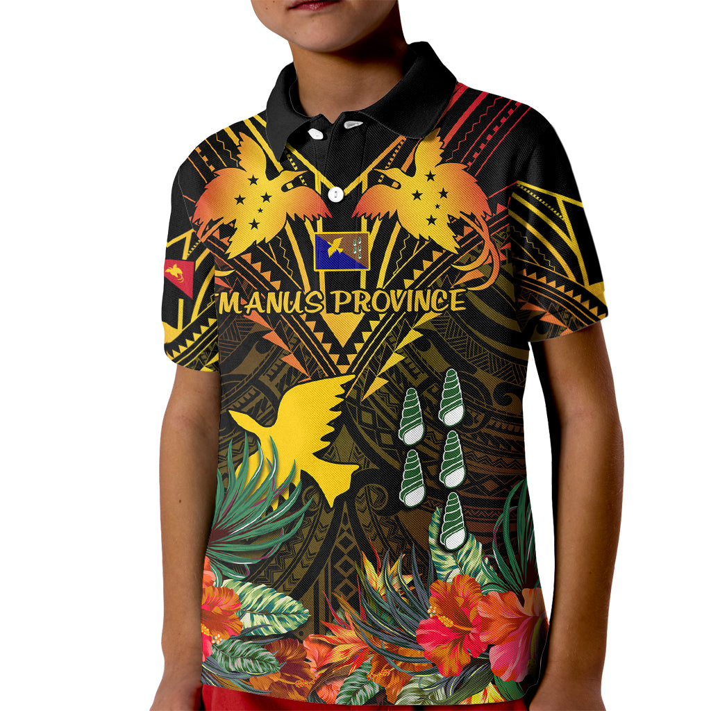 Papua New Guinea Manus Province Kid Polo Shirt Papua Niugini Coat Of Arms With Flag Style - Wonder Print Shop