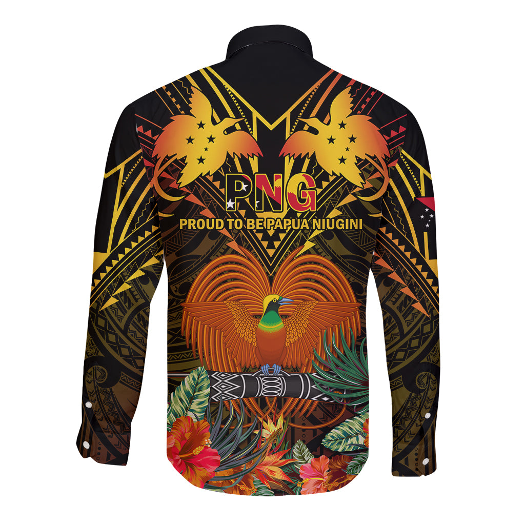 Papua New Guinea Manus Province Long Sleeve Button Shirt Papua Niugini Coat Of Arms With Flag Style - Wonder Print Shop