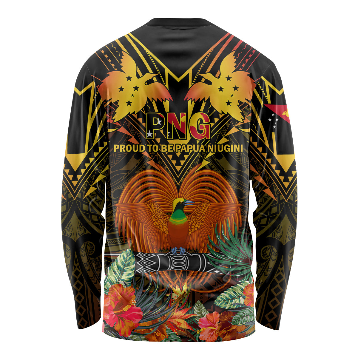 Papua New Guinea Manus Province Long Sleeve Shirt Papua Niugini Coat Of Arms With Flag Style - Wonder Print Shop