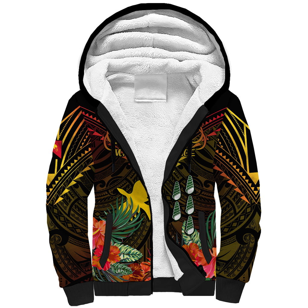 Papua New Guinea Manus Province Sherpa Hoodie Papua Niugini Coat Of Arms With Flag Style - Wonder Print Shop