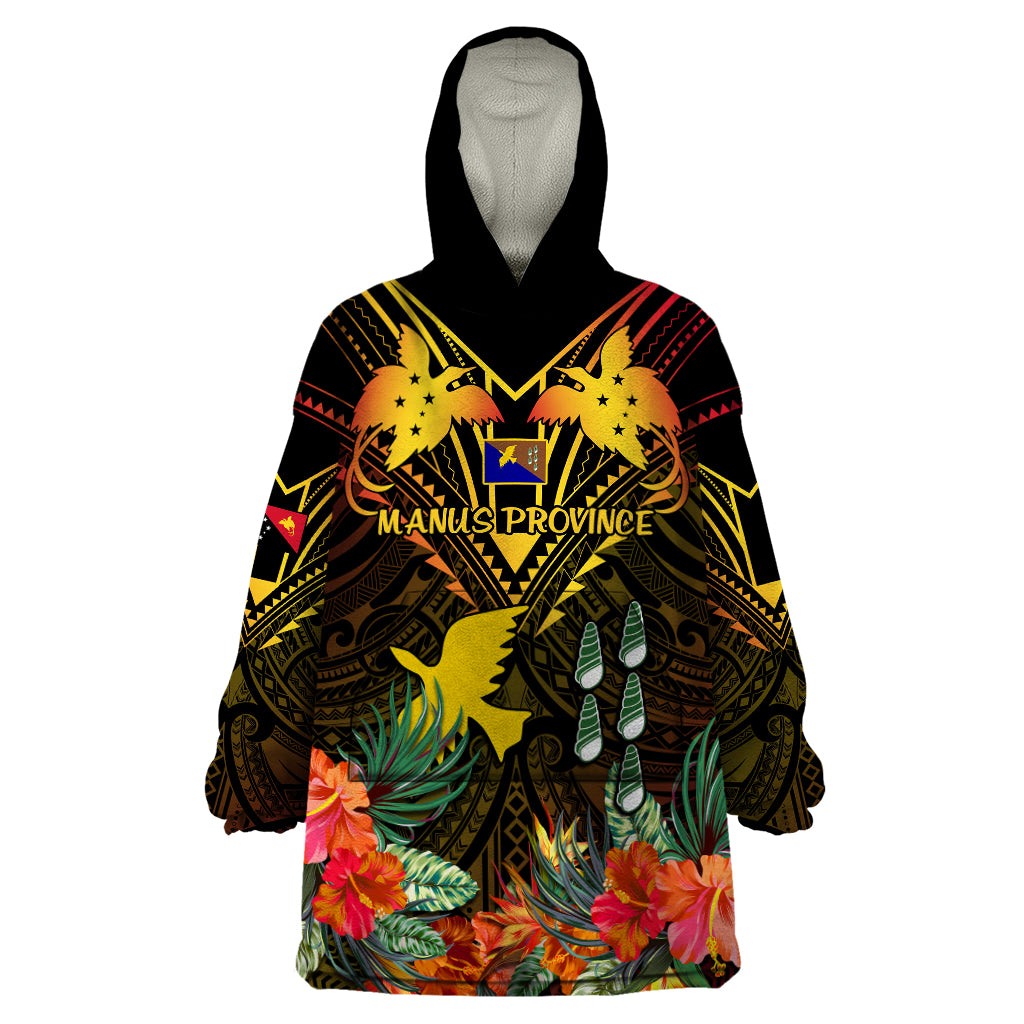 Papua New Guinea Manus Province Wearable Blanket Hoodie Papua Niugini Coat Of Arms With Flag Style - Wonder Print Shop