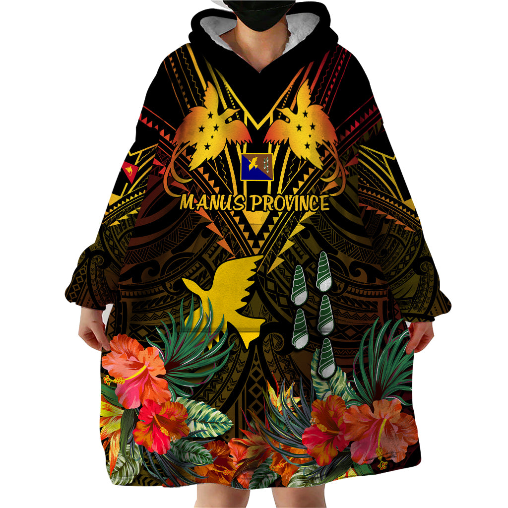 Papua New Guinea Manus Province Wearable Blanket Hoodie Papua Niugini Coat Of Arms With Flag Style - Wonder Print Shop
