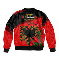Albania Flag Day Bomber Jacket Albanian Coat Of Arms With Red Poppy - Wonder Print Shop