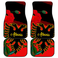 Albania Flag Day Car Mats Albanian Coat Of Arms With Red Poppy - Wonder Print Shop