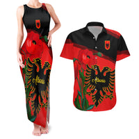 Albania Flag Day Couples Matching Tank Maxi Dress and Hawaiian Shirt Albanian Coat Of Arms With Red Poppy - Wonder Print Shop