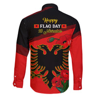 Albania Flag Day Family Matching Puletasi Dress and Hawaiian Shirt Albanian Coat Of Arms With Red Poppy - Wonder Print Shop