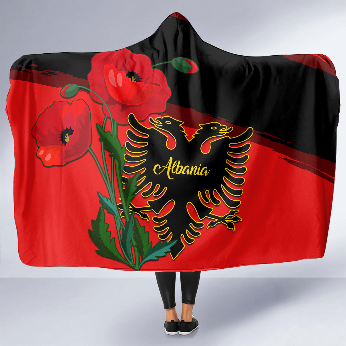 albania-flag-day-hooded-blanket-albanian-coat-of-arms-with-red-poppy