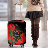 Albania Flag Day Luggage Cover Albanian Coat Of Arms With Red Poppy - Wonder Print Shop
