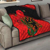 Albania Flag Day Quilt Albanian Coat Of Arms With Red Poppy - Wonder Print Shop