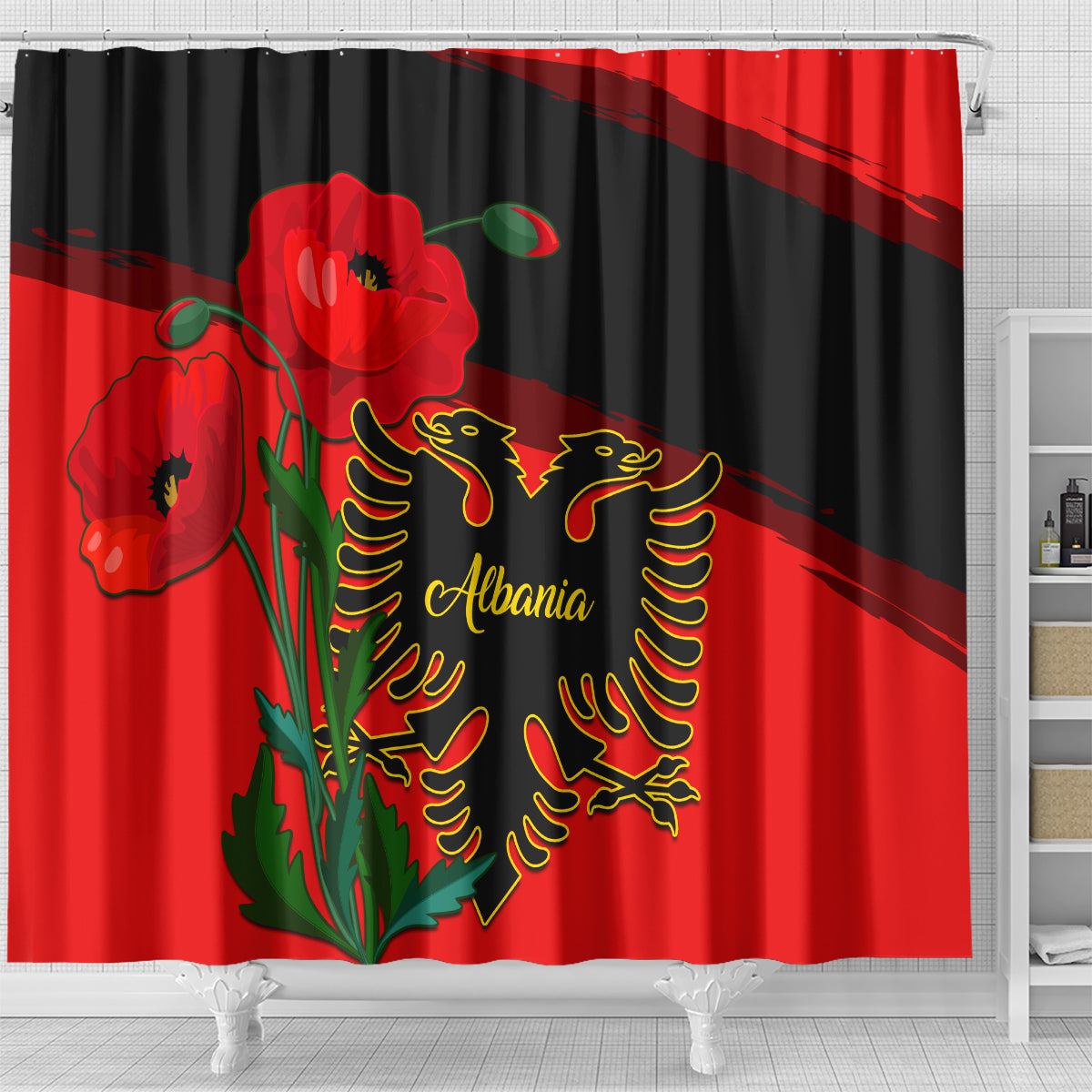 albania-flag-day-shower-curtain-albanian-coat-of-arms-with-red-poppy