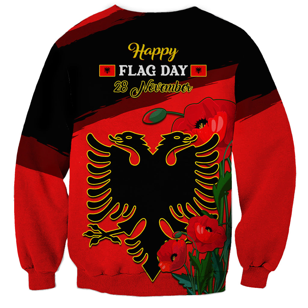 Albania Flag Day Sweatshirt Albanian Coat Of Arms With Red Poppy - Wonder Print Shop