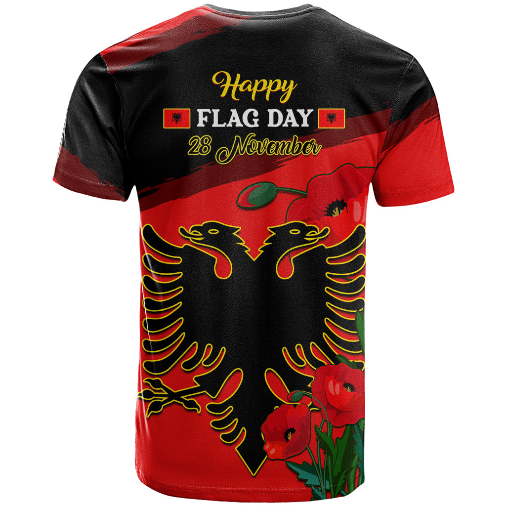 Albania Flag Day T Shirt Albanian Coat Of Arms With Red Poppy - Wonder Print Shop