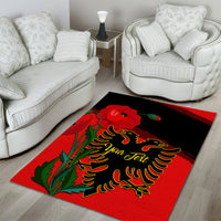 Personalised Albania Flag Day Area Rug Albanian Coat Of Arms With Red Poppy - Wonder Print Shop