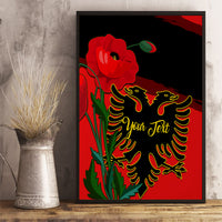 Personalised Albania Flag Day Canvas Wall Art Albanian Coat Of Arms With Red Poppy - Wonder Print Shop