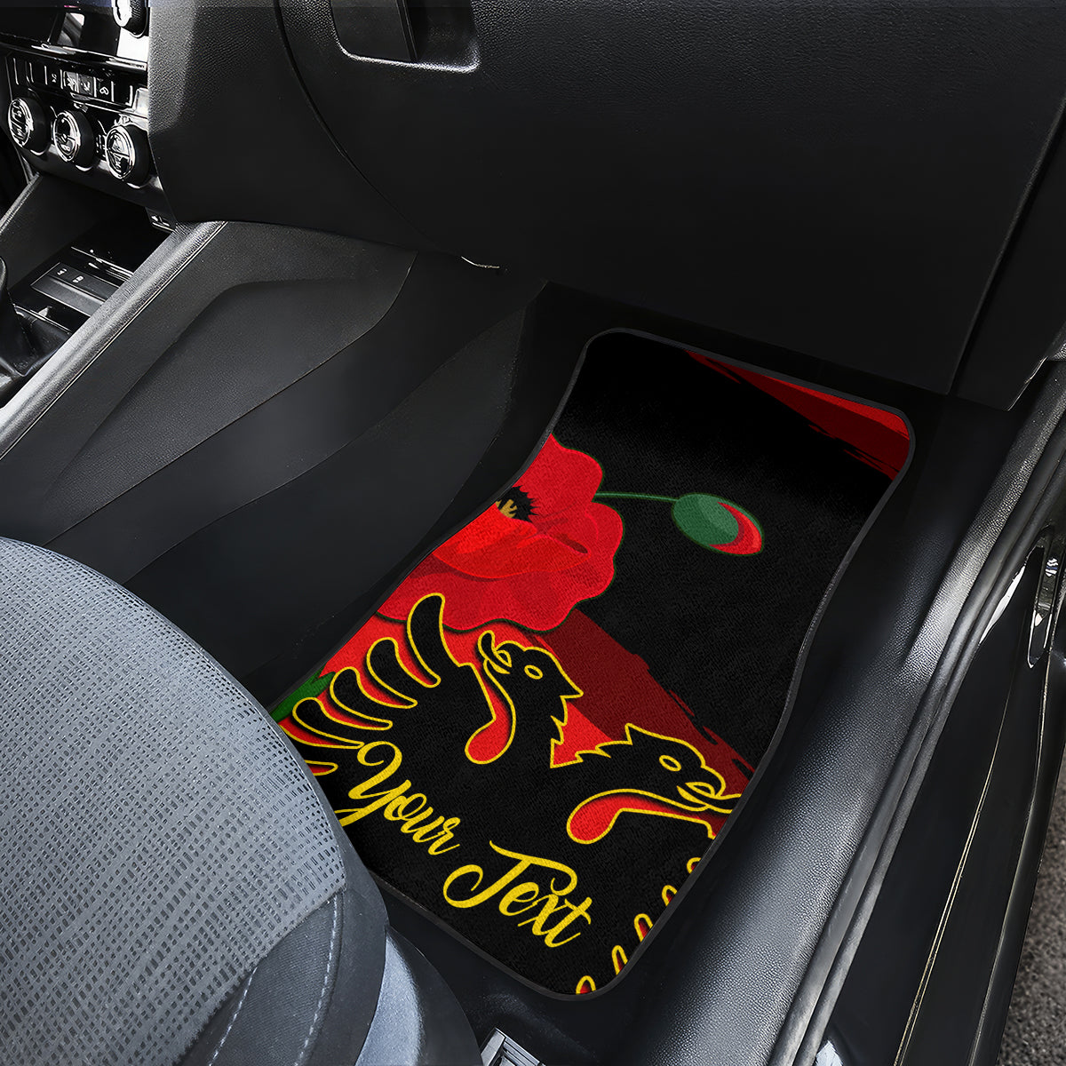 Personalised Albania Flag Day Car Mats Albanian Coat Of Arms With Red Poppy - Wonder Print Shop
