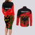 Personalised Albania Flag Day Couples Matching Long Sleeve Bodycon Dress and Long Sleeve Button Shirt Albanian Coat Of Arms With Red Poppy - Wonder Print Shop