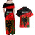Personalised Albania Flag Day Couples Matching Off Shoulder Maxi Dress and Hawaiian Shirt Albanian Coat Of Arms With Red Poppy - Wonder Print Shop