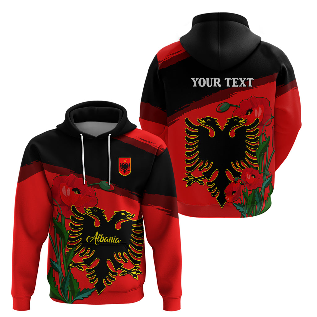 Personalised Albania Flag Day Hoodie Albanian Coat Of Arms With Red Poppy - Wonder Print Shop