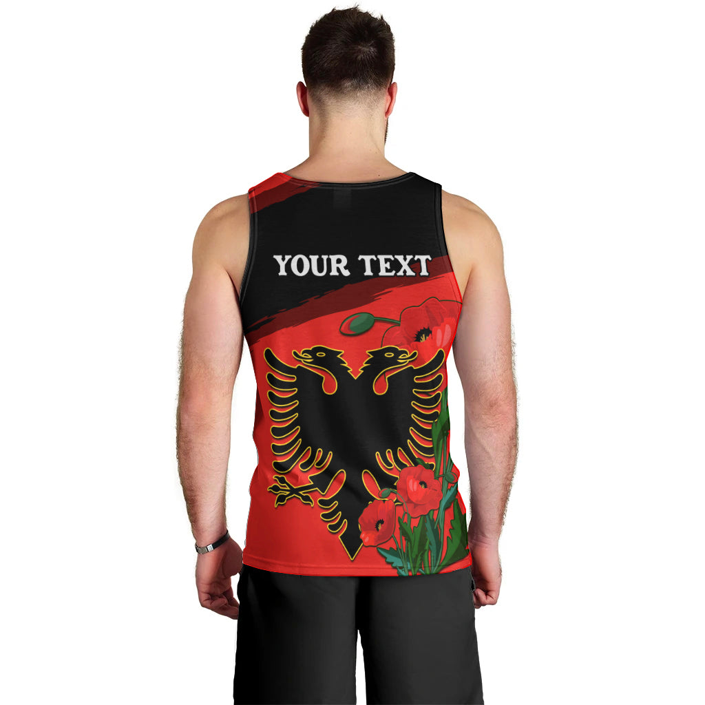 Personalised Albania Flag Day Men Tank Top Albanian Coat Of Arms With Red Poppy - Wonder Print Shop