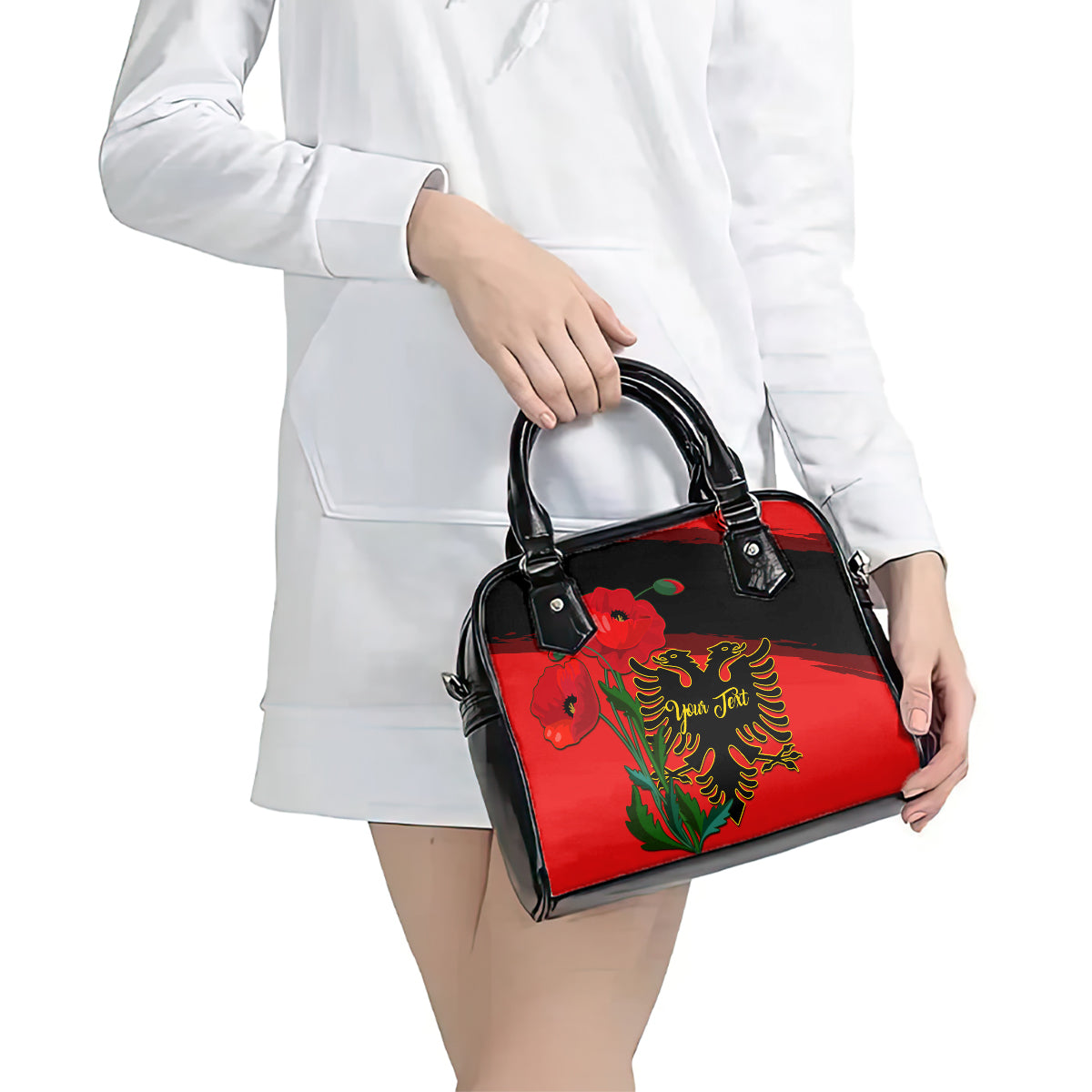 personalised-albania-flag-day-shoulder-handbag-albanian-coat-of-arms-with-red-poppy