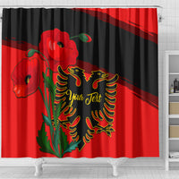 personalised-albania-flag-day-shower-curtain-albanian-coat-of-arms-with-red-poppy