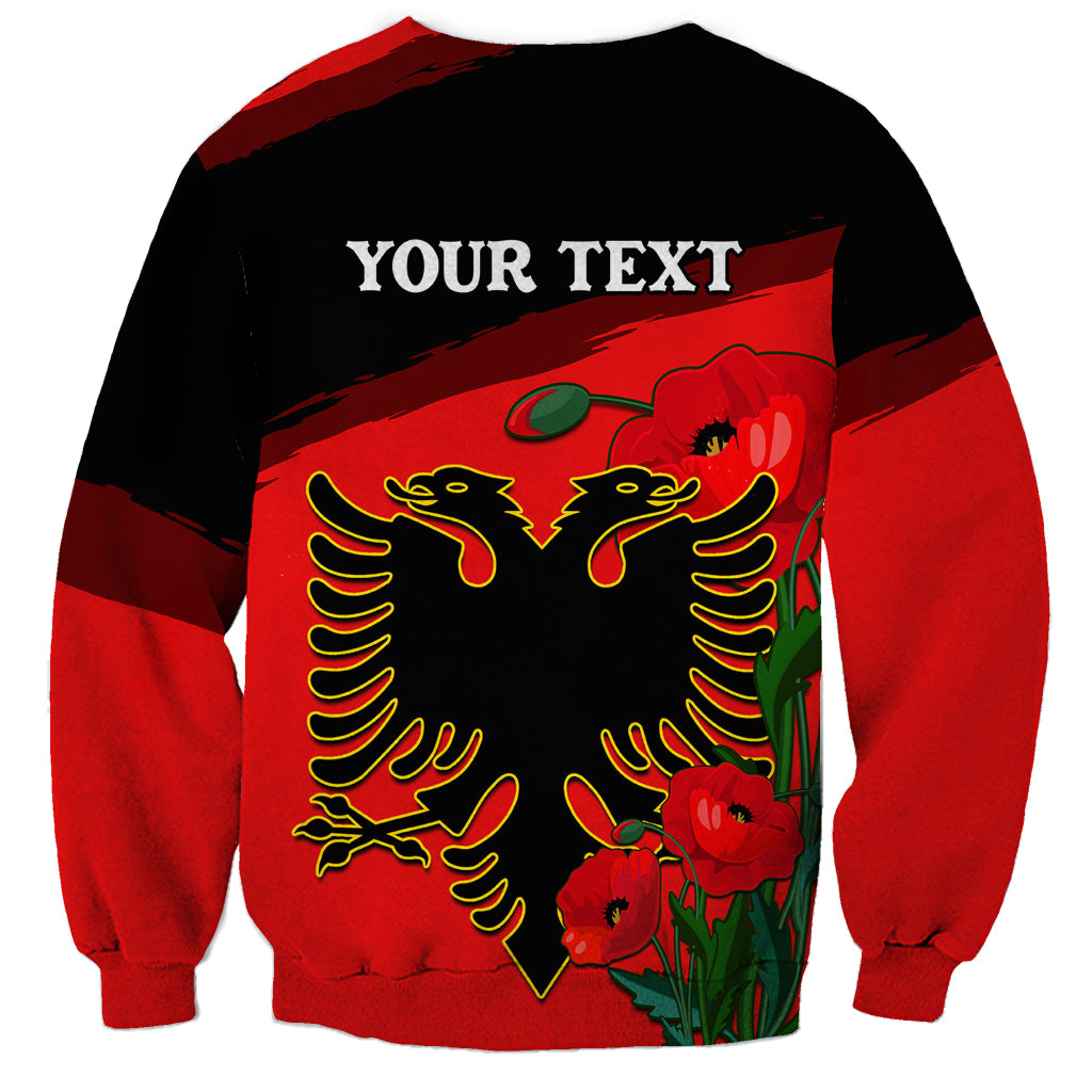 Personalised Albania Flag Day Sweatshirt Albanian Coat Of Arms With Red Poppy - Wonder Print Shop