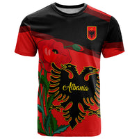 Personalised Albania Flag Day T Shirt Albanian Coat Of Arms With Red Poppy - Wonder Print Shop