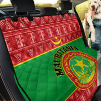 Personalised Mauritania Independence Day Back Car Seat Cover Mauritanian Map Mix African Pattern - Wonder Print Shop