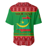 Personalised Mauritania Independence Day Baseball Jersey Mauritanian Map Mix African Pattern - Wonder Print Shop