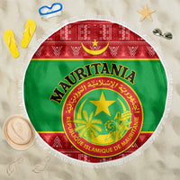 Personalised Mauritania Independence Day Beach Blanket Mauritanian Map Mix African Pattern - Wonder Print Shop