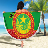 Personalised Mauritania Independence Day Beach Blanket Mauritanian Map Mix African Pattern - Wonder Print Shop