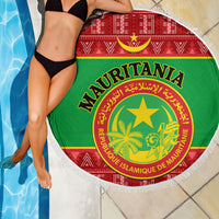 Personalised Mauritania Independence Day Beach Blanket Mauritanian Map Mix African Pattern - Wonder Print Shop