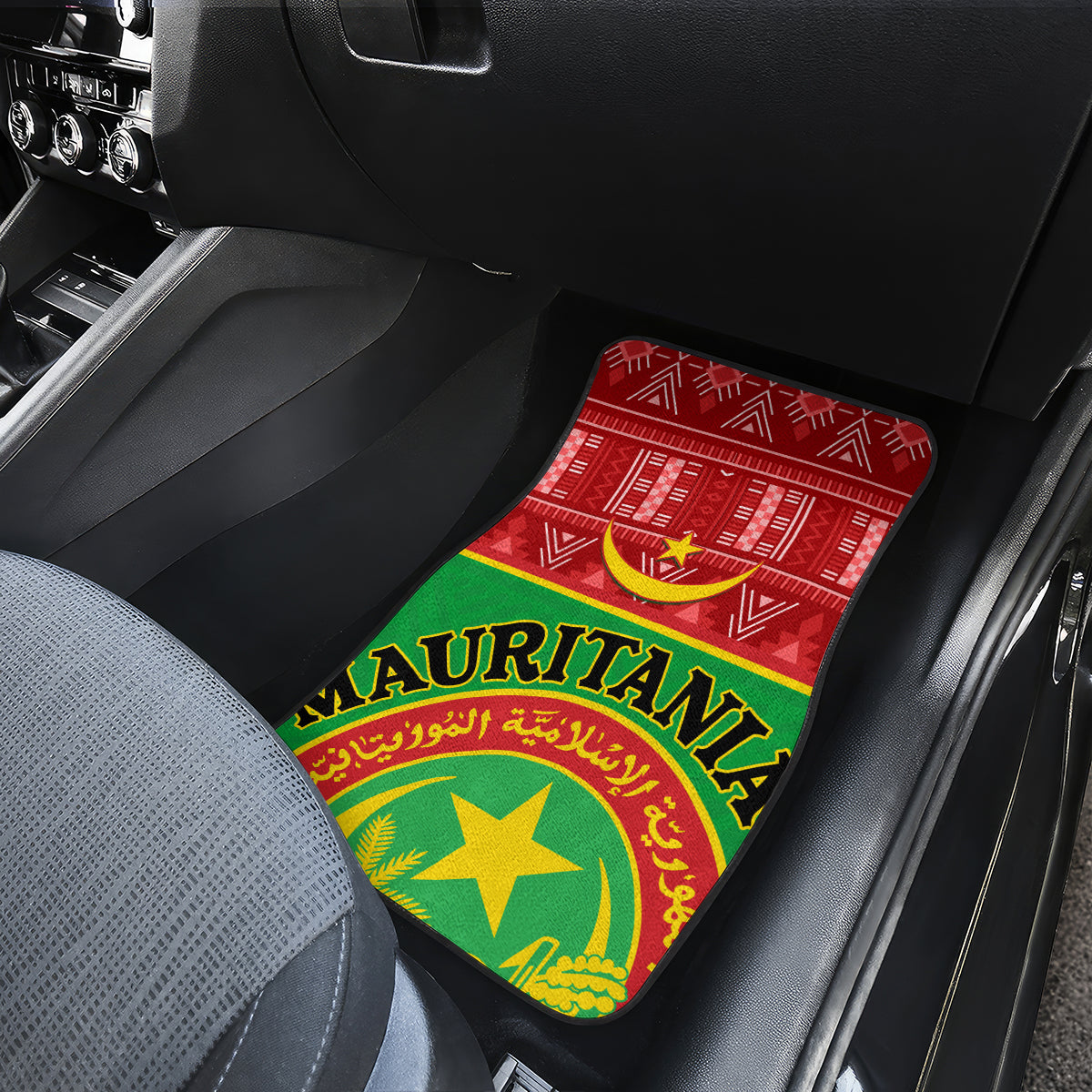 Personalised Mauritania Independence Day Car Mats Mauritanian Map Mix African Pattern - Wonder Print Shop