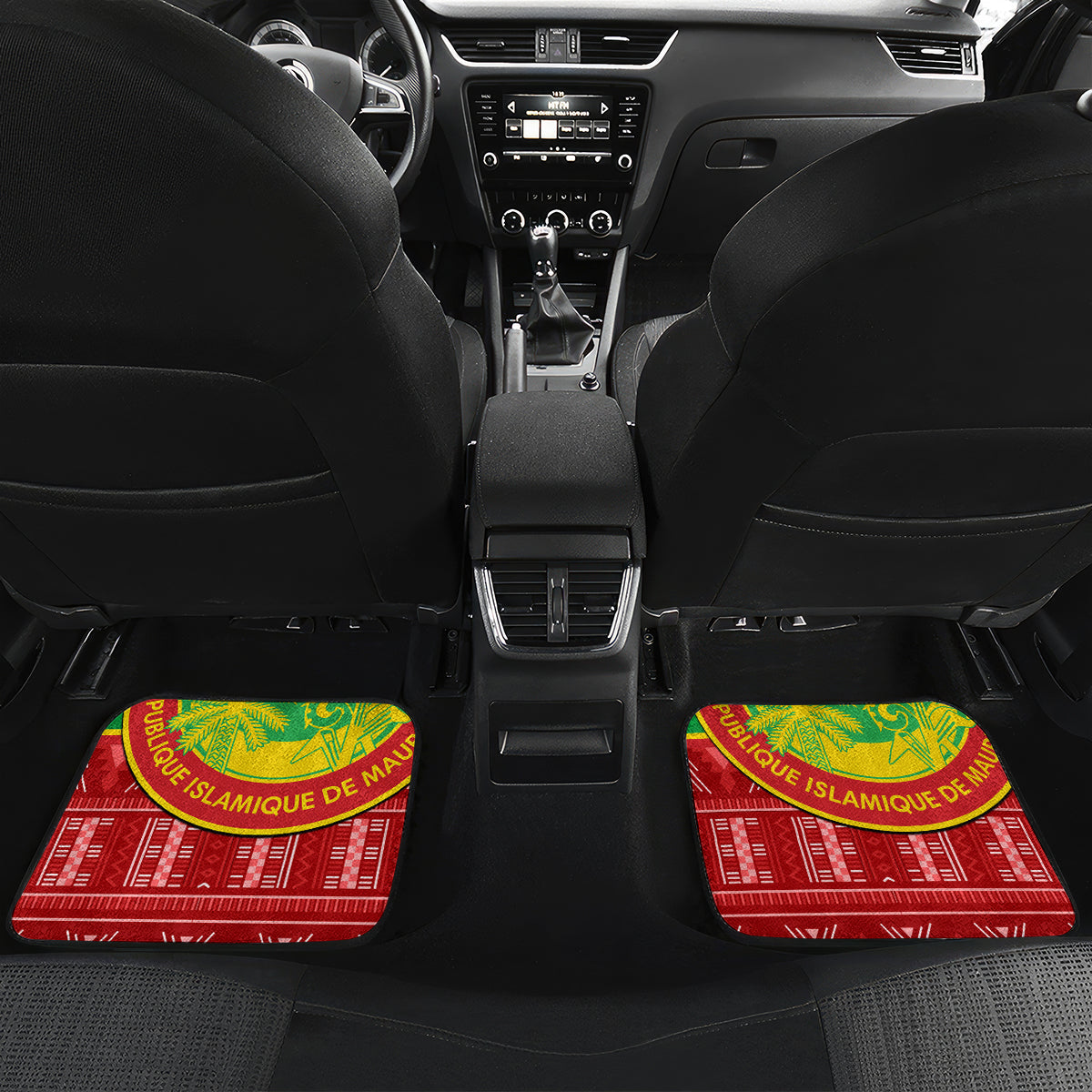 Personalised Mauritania Independence Day Car Mats Mauritanian Map Mix African Pattern - Wonder Print Shop