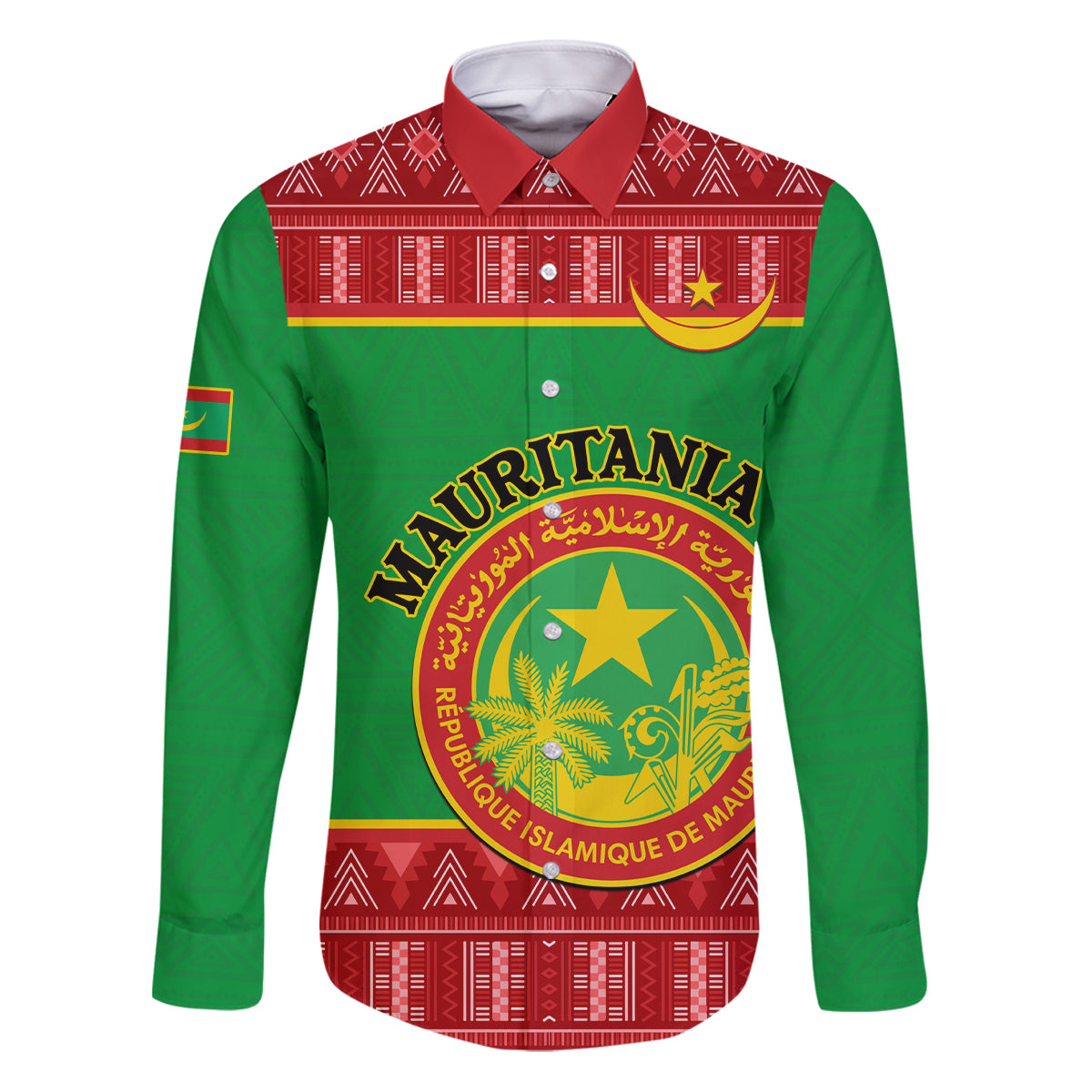 Personalised Mauritania Independence Day Family Matching Puletasi Dress and Hawaiian Shirt Mauritanian Map Mix African Pattern - Wonder Print Shop