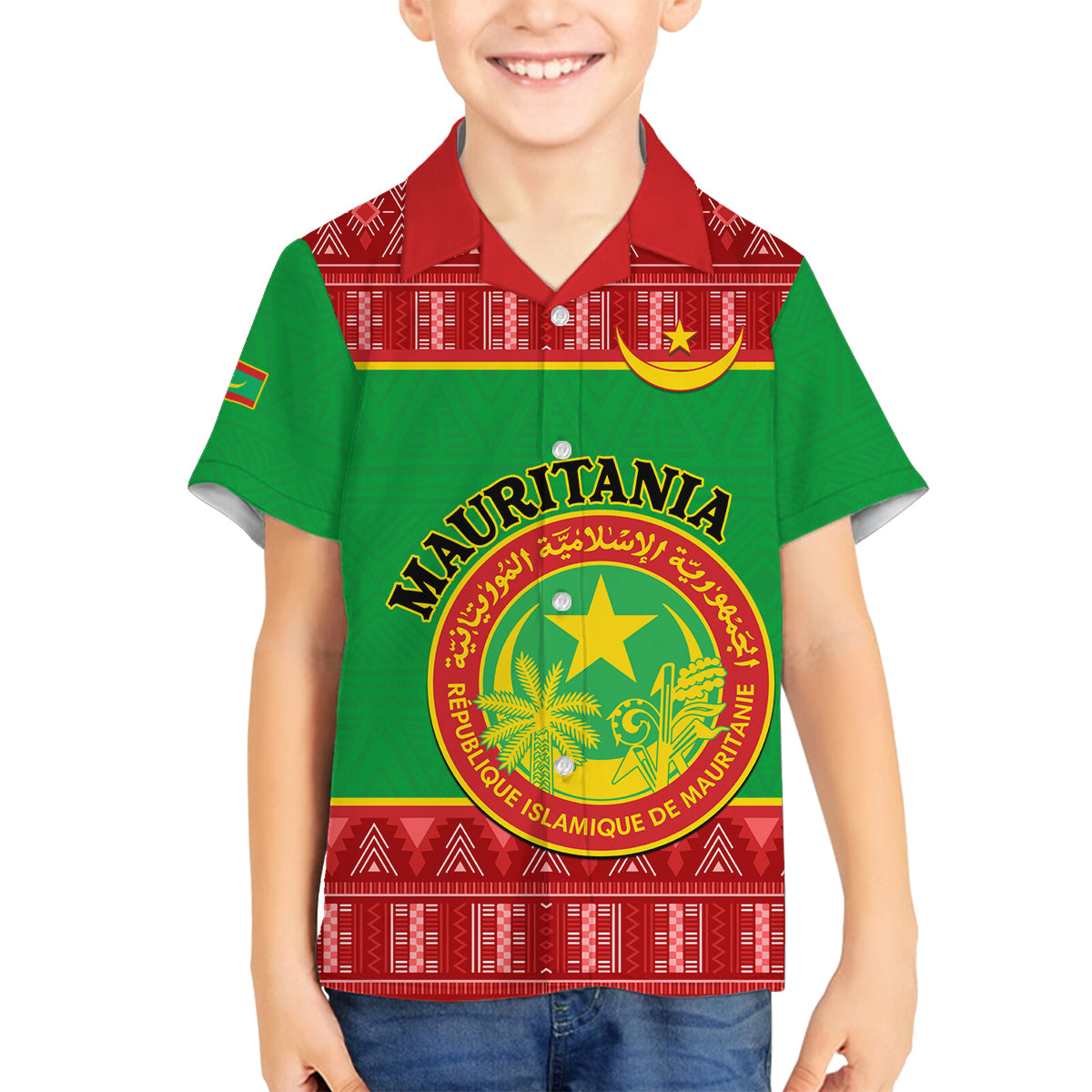 Personalised Mauritania Independence Day Family Matching Summer Maxi Dress and Hawaiian Shirt Mauritanian Map Mix African Pattern - Wonder Print Shop
