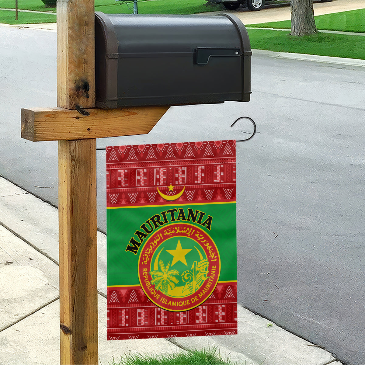 Personalised Mauritania Independence Day Garden Flag Mauritanian Map Mix African Pattern - Wonder Print Shop