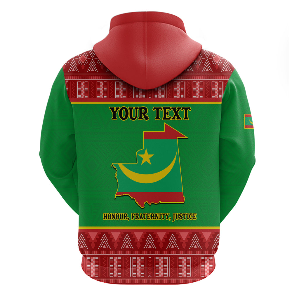 Personalised Mauritania Independence Day Hoodie Mauritanian Map Mix African Pattern - Wonder Print Shop