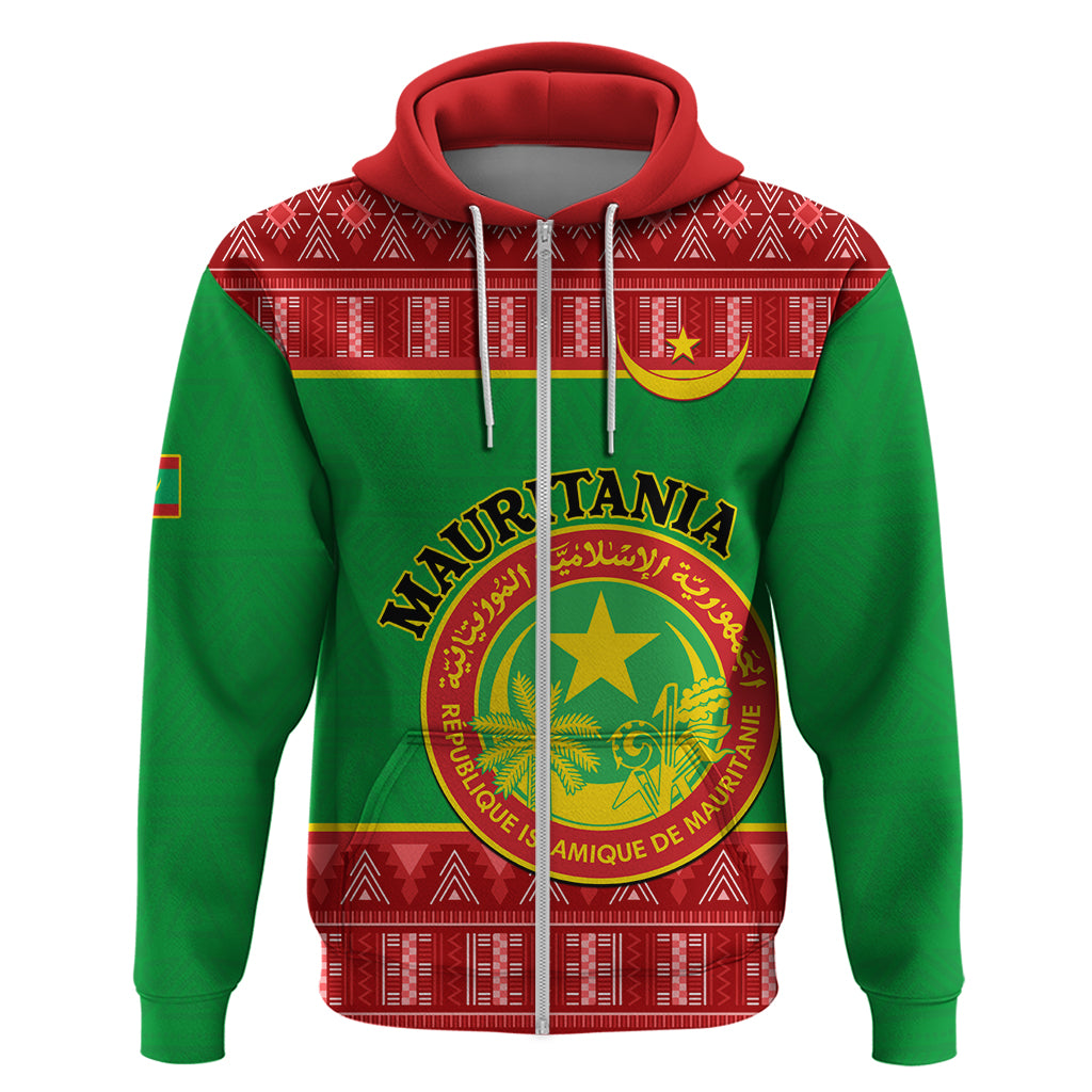 Personalised Mauritania Independence Day Hoodie Mauritanian Map Mix African Pattern - Wonder Print Shop