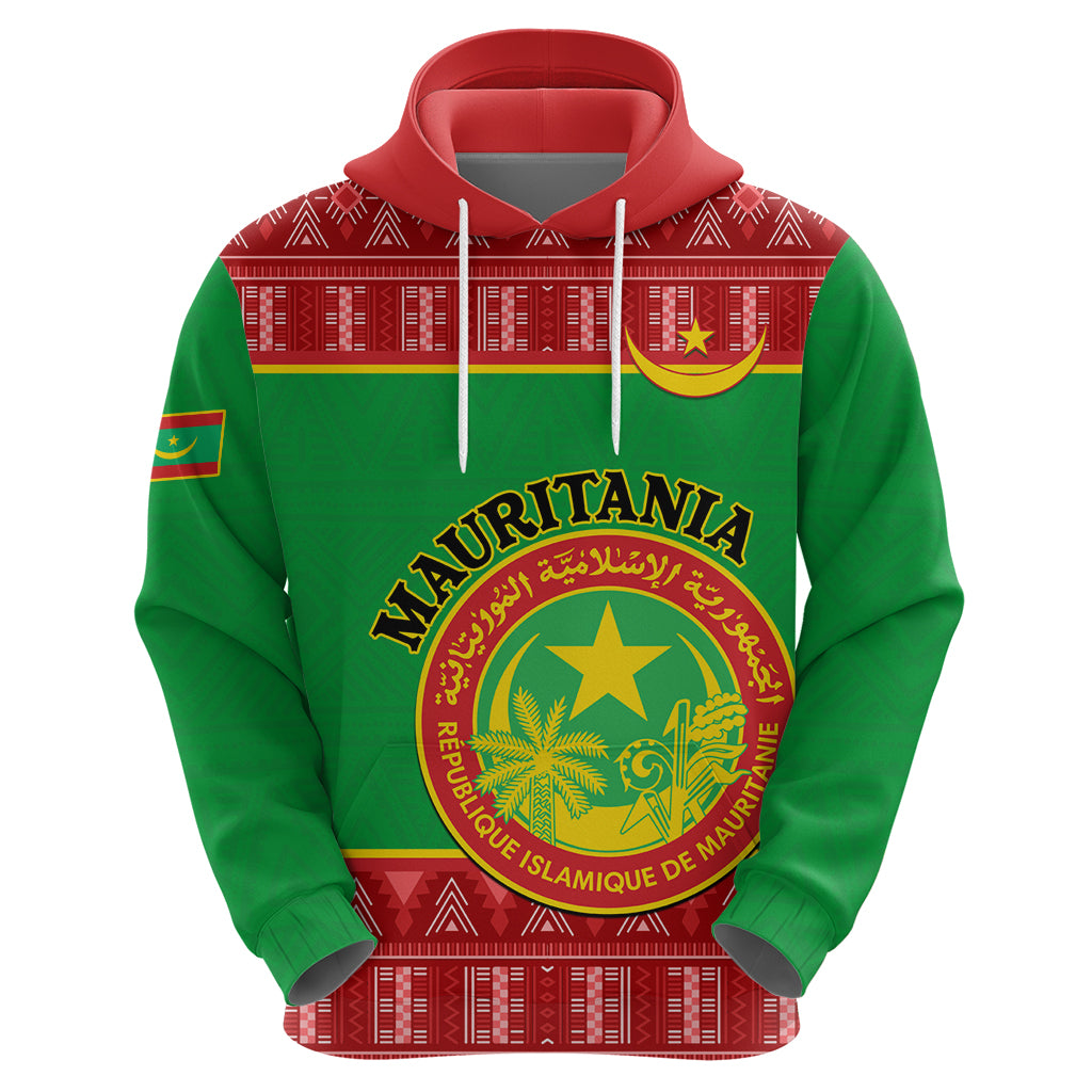 Personalised Mauritania Independence Day Hoodie Mauritanian Map Mix African Pattern - Wonder Print Shop
