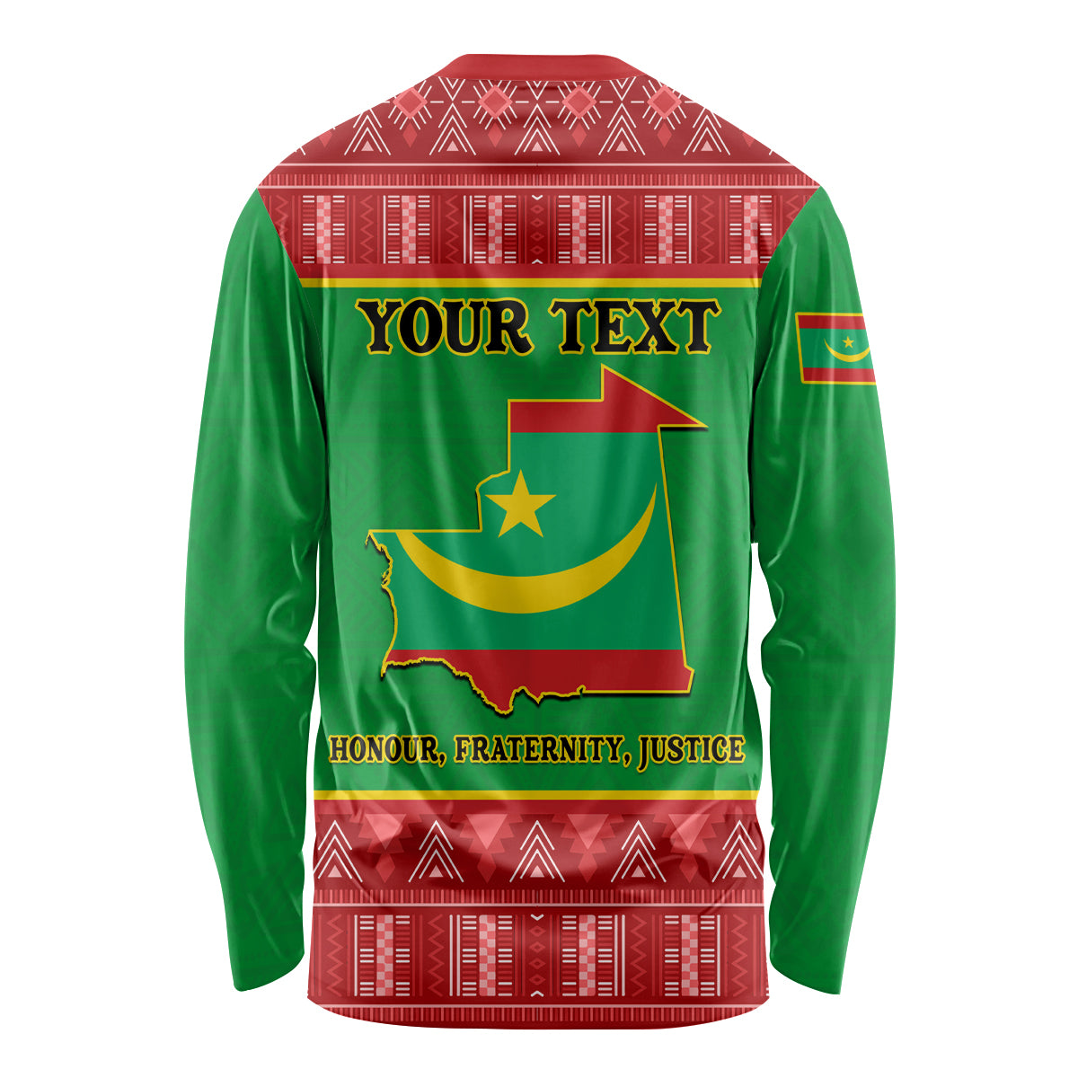 Personalised Mauritania Independence Day Long Sleeve Shirt Mauritanian Map Mix African Pattern - Wonder Print Shop