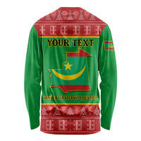 Personalised Mauritania Independence Day Long Sleeve Shirt Mauritanian Map Mix African Pattern - Wonder Print Shop